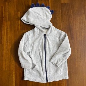 First Impressions Light Gray Baby Dino Zip Hoodie 12 mo.